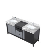 Lexora LZ342272DLISFMC Zilara 72 inch W Black and Grey Double Sink Vanity Cabinet, Castle Grey Marble Top and Chrome Faucet Set