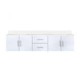 Lexora Geneva 80 in. W Glossy White Wall Mount Double Sink Vanity Cabinet and Cultured Marble Top