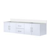 Lexora Geneva 80 in. W Glossy White Wall Mount Double Sink Vanity Cabinet and Cultured Marble Top