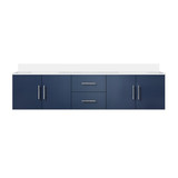 Lexora Geneva 80 in. W Navy Blue Wall Mount Double Sink Vanity Cabinet and White Quartz Top