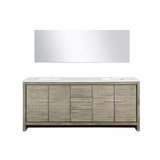 Lexora Lafarre 80 inch W x 20 in D Rustic Acacia Double Sink Vanity Cabinet, Cultured Marble Top and 70 in Mirror