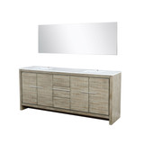 Lexora Lafarre 80 inch W x 20 in D Rustic Acacia Double Sink Vanity Cabinet, Cultured Marble Top and 70 in Mirror