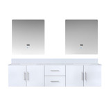 Lexora  LVG80DM210 Geneva 80 in. W x 22 in. D Glossy White Double Bath Vanity, White Quartz Top, and 30 in. LED Mirrors