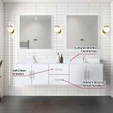 Lexora  LVG80DM310 Geneva 80 in. W x 22 in. D Glossy White Double Bath Vanity, Cultured Marble Top, and 30 in. LED Mirrors