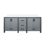 Lexora LVZV80DB200 Ziva 80 inch W Dark Grey Double Sink Vanity Cabinet and White Quartz Top