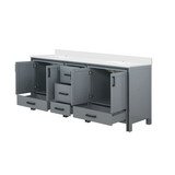 Lexora Ziva 80 inch W Dark Grey Double Sink Vanity Cabinet and White Quartz Top