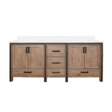 Lexora LVZV80DN200 Ziva 80 inch W Rustic Barnwood Double Sink Vanity Cabinet and White Quartz Top