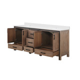 Lexora Ziva 80 inch W Rustic Barnwood Double Sink Vanity Cabinet and White Quartz Top