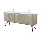 Lexora Lancy 80 inch W x 20 in D Rustic Acacia Double Sink Vanity Cabinet, Cultured Marble Top and Chrome Faucet Set