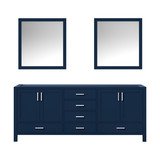 Lexora Jacques 80 in. W Navy Blue Double Sink Vanity Cabinet and 30 in. Mirrors