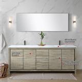 Lexora  LLF80DKSOD000FCH Lafarre 80 in W x 20 in D Rustic Acacia Double Bath Vanity, White Quartz Top and Chrome Faucet Set