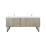 Lexora Lancy 80 inch W x 20 in D Rustic Acacia Double Sink Vanity Cabinet, Cultured Marble Top and Brushed Nickel Faucet Set