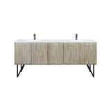 Lexora Lancy 80 inch W x 20 in D Rustic Acacia Double Sink Vanity Cabinet, White Quartz Top and Gun Metal Faucet Set
