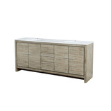 Lexora Lafarre 80 inch W x 20 in D Rustic Acacia Double Sink Vanity Cabinet and White Quartz Top