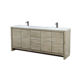 Lexora Lafarre 80 inch W x 20 in D Rustic Acacia Double Sink Vanity Cabinet, Cultured Marble Top and Gun Metal Faucet Set