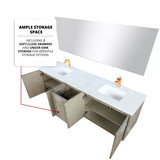 Lexora  LVFB80DK214 Fairbanks 80 in W x 20 in D Rustic Acacia Double Bath Vanity, White Quartz Top, Rose Gold Faucet Set and 70 in Mirror