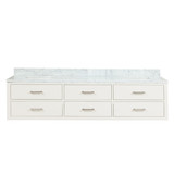 Lexora Castor 80 inch W White Double Sink Wall Hung Vanity Cabinet and Carrara Marble Top