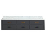 Lexora Castor 80 inch W Black Double Sink Wall Hung Vanity Cabinet and Carrara Marble Top