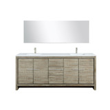 Lexora Lafarre 80 inch W x 20 in D Rustic Acacia Double Sink Vanity Cabinet, Cultured Marble Top, Brushed Nickel Faucet Set and 70 in Mirror