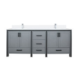 Lexora Ziva 80 inch W Dark Grey Double Sink Vanity Cabinet, White Quartz Top and Faucet Set