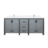 Lexora LVZV80DB301 Ziva 80 inch W Dark Grey Double Sink Vanity Cabinet, Cultured Marble Top and Faucet Set