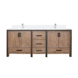 Lexora Ziva 80 inch W Rustic Barnwood Double Sink Vanity Cabinet, Cultured Marble Top and Faucet Set
