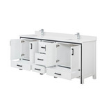 Lexora LVZV80DA301 Ziva 80 inch W White Double Sink Vanity Cabinet, Cultured Marble Top and Faucet Set