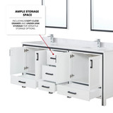 Lexora  LVZV80DA210 Ziva 80 in W x 22 in D White Double Bath Vanity, White Quartz Top and 30 in Mirrors