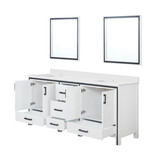 Lexora Ziva 80 inch W White Double Sink Vanity Cabinet, White Quartz Top and 30 in Mirrors