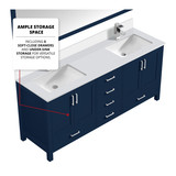 Lexora  LVJ80DE300 Jacques 80 in. W x 22 in. D Navy Blue Bath Vanity and Cultured Marble Top