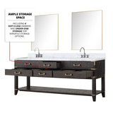 Lexora  LVN80DK100 Norwalk 80 in W x 22 in D Brown Oak Double Bath Vanity and Carrara Marble Top