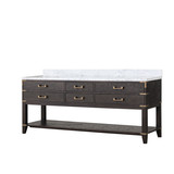 Lexora Norwalk 80 inch W Brown Oak Double Sink Vanity Cabinet and Carrara Marble Top