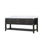 Lexora Norwalk 80 inch W Black Oak Double Sink Vanity Cabinet and Carrara Marble Top