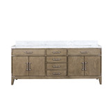 Lexora Laurel 80 inch W Grey Oak Double Sink Vanity Cabinet and Carrara Marble Top