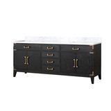 Lexora Laurel 80 inch W Black Oak Double Sink Vanity Cabinet and Carrara Marble Top