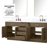 Lexora  LVA80DR100 Abbey 80 in W x 22 in D Grey Oak Double Bath Vanity and Carrara Marble Top