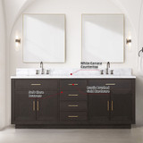 Lexora  LVA80DK100 Abbey 80 in W x 22 in D Brown Oak Double Bath Vanity and Carrara Marble Top