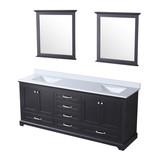 Lexora Dukes 80 in. W Espresso Double Sink Vanity Cabinet, Cultured Marble Top, and 30 in. Mirrors