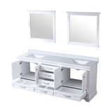 Lexora  LVD80DA310 Dukes 80 in. W x 22 in. D White Double Bath Vanity, Cultured Marble Top, and 30 in. Mirrors