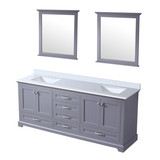 Lexora LVD80DB310 Dukes 80 in. W Dark Grey Double Sink Vanity Cabinet, Cultured Marble Top, and 30 in. Mirrors