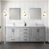 Lexora  LVJ80DD310 Jacques 80 in. W x 22 in. D Distressed Grey Bath Vanity, Cultured Marble Top, and 30 in. Mirror