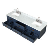 Lexora  LVC80DE101 Castor 80 in W x 22 in D Blue Double Bath Vanity, Carrara Marble Top, and Faucet Set