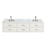 Lexora LVC80DA101 Castor 80 inch W White Double Sink Wall Hung Vanity Cabinet, Carrara Marble Top, and Faucet Set