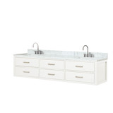 Lexora Castor 80 inch W White Double Sink Wall Hung Vanity Cabinet, Carrara Marble Top, and Faucet Set