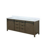 Lexora LVM80DK300 Marsyas 80 inch W Rustic Brown Double Sink Vanity Cabinet and Cultured Marble Countertop