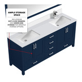 Lexora  LVJ80DE301 Jacques 80 in. W x 22 in. D Navy Blue Bath Vanity, Cultured Marble Top, and Faucet Set