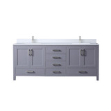 Lexora LVJ80DB201 Jacques 80 in. W Dark Grey Double Sink Vanity Cabinet, White Quartz Top, and Faucet Set