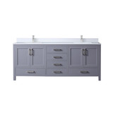 Lexora Jacques 80 in. W Dark Grey Bath Vanity Cabinet, Cultured Marble Top, and Faucet Set
