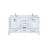 Lexora LVJ80DA301 Jacques 80 in. W White Bath Vanity Cabinet, Cultured Marble Top, and Faucet Set