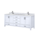 Lexora LVJ80DA101 Jacques 80 in. W White Double Sink Vanity Cabinet, Carrara Marble Top, and Faucet Set